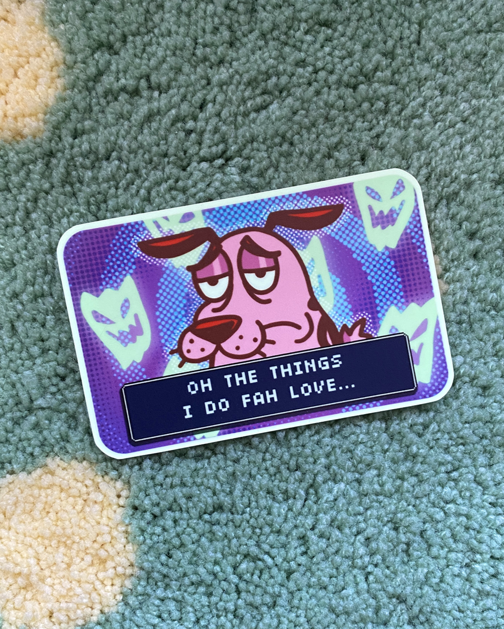 tired dog glow-in-the-dark sticker