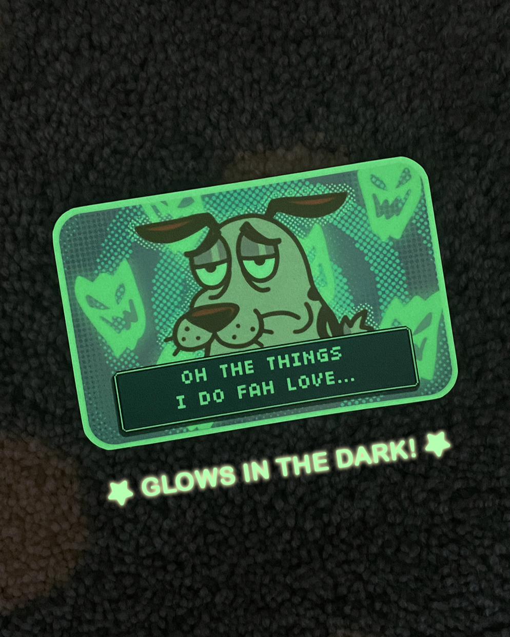 tired dog glow-in-the-dark sticker