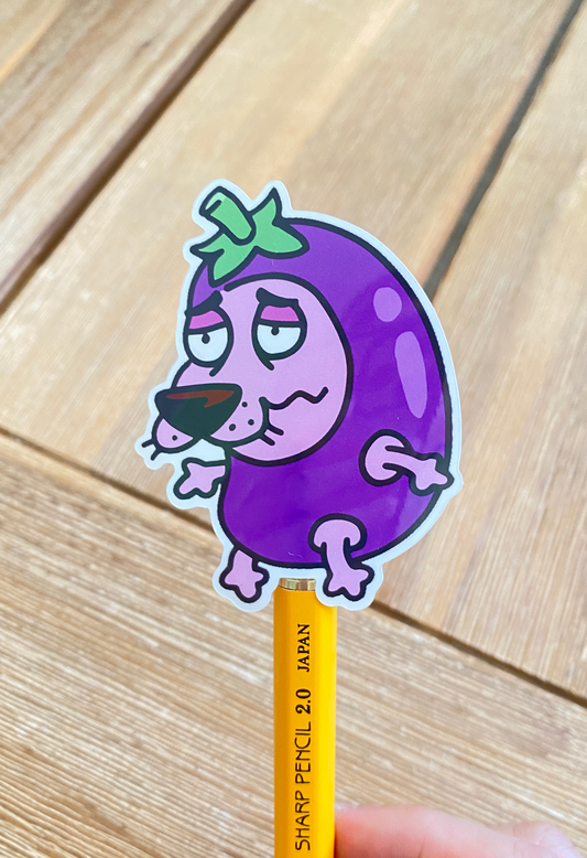 eggplant dog sticker