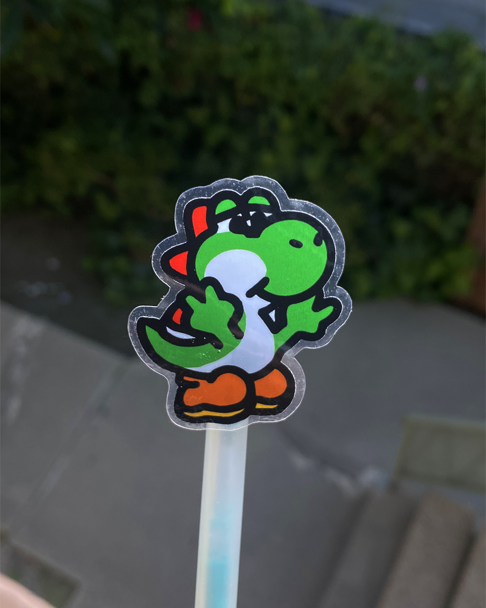 green dino peace sticker