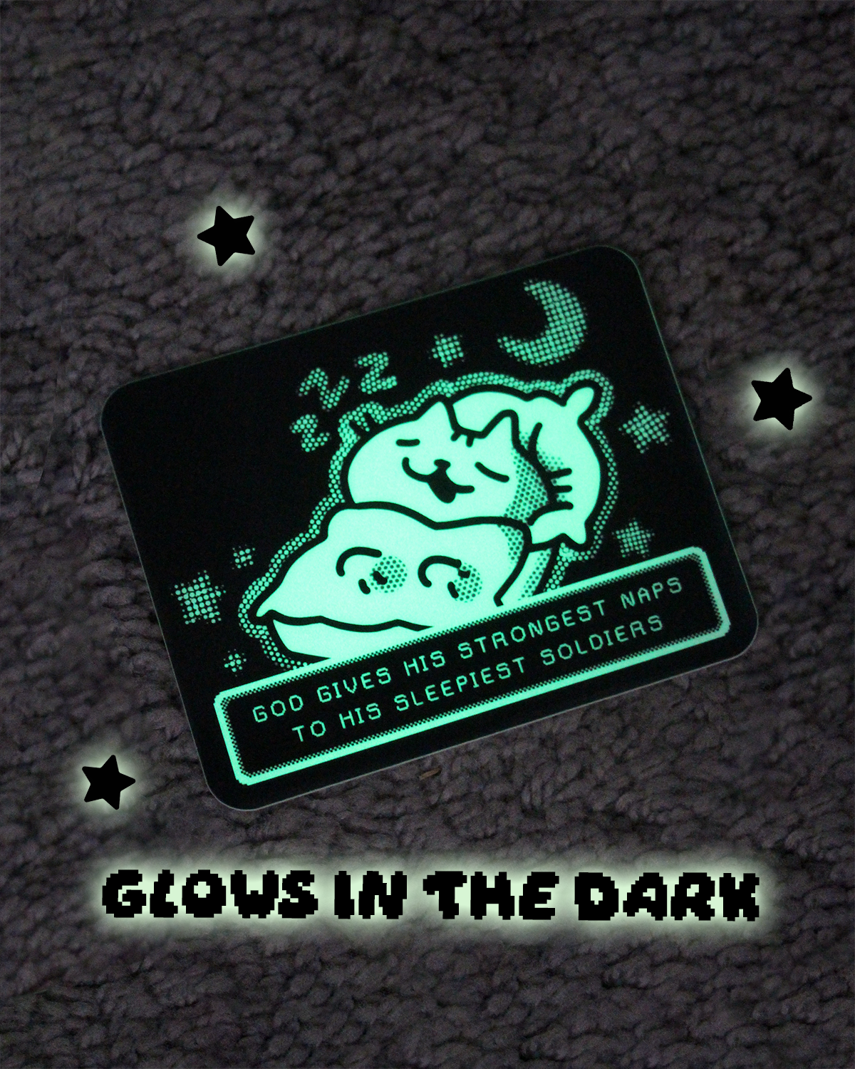 sleepy cat glow-in-the-dark sticker