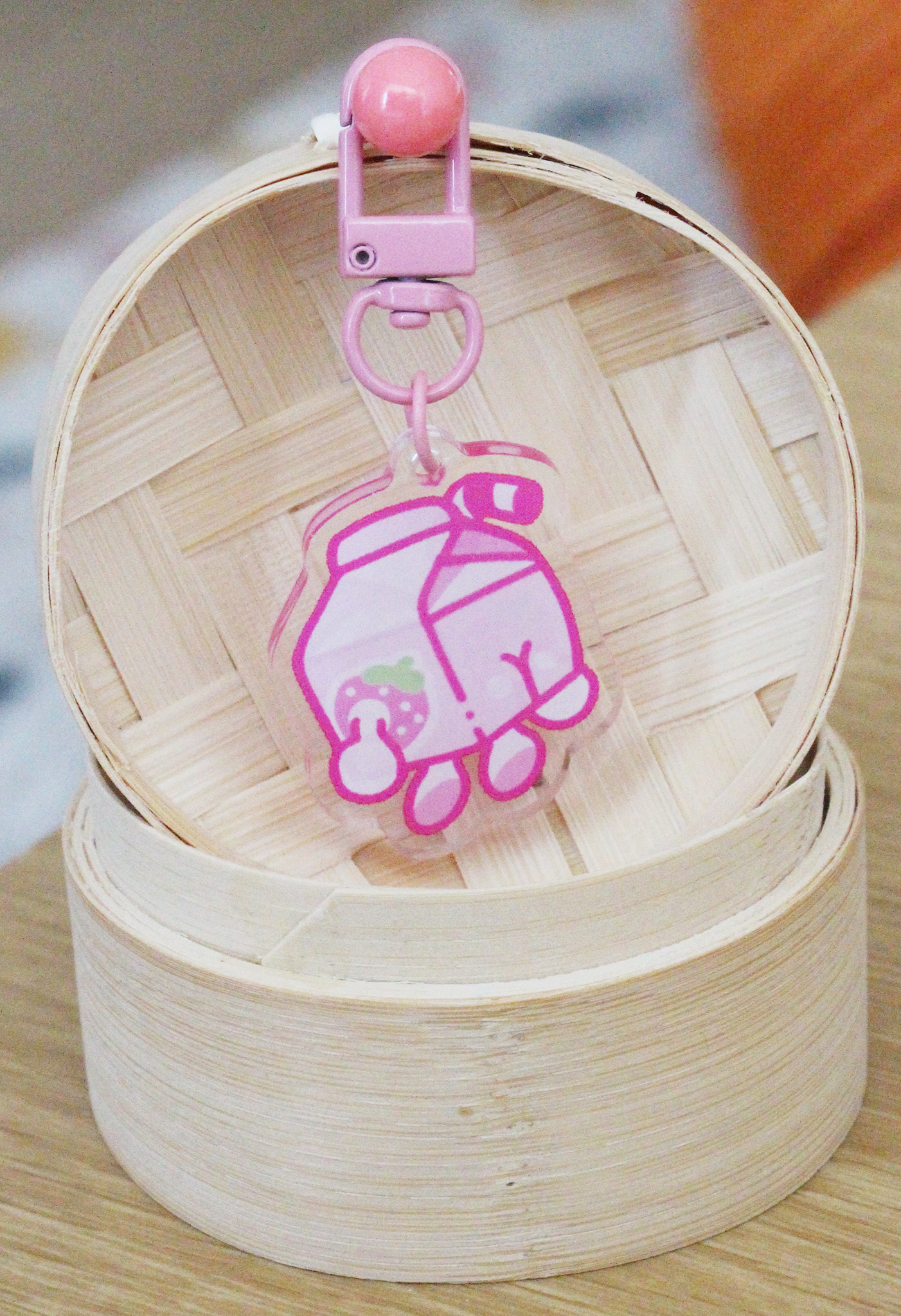 strawberry milk butt keychain