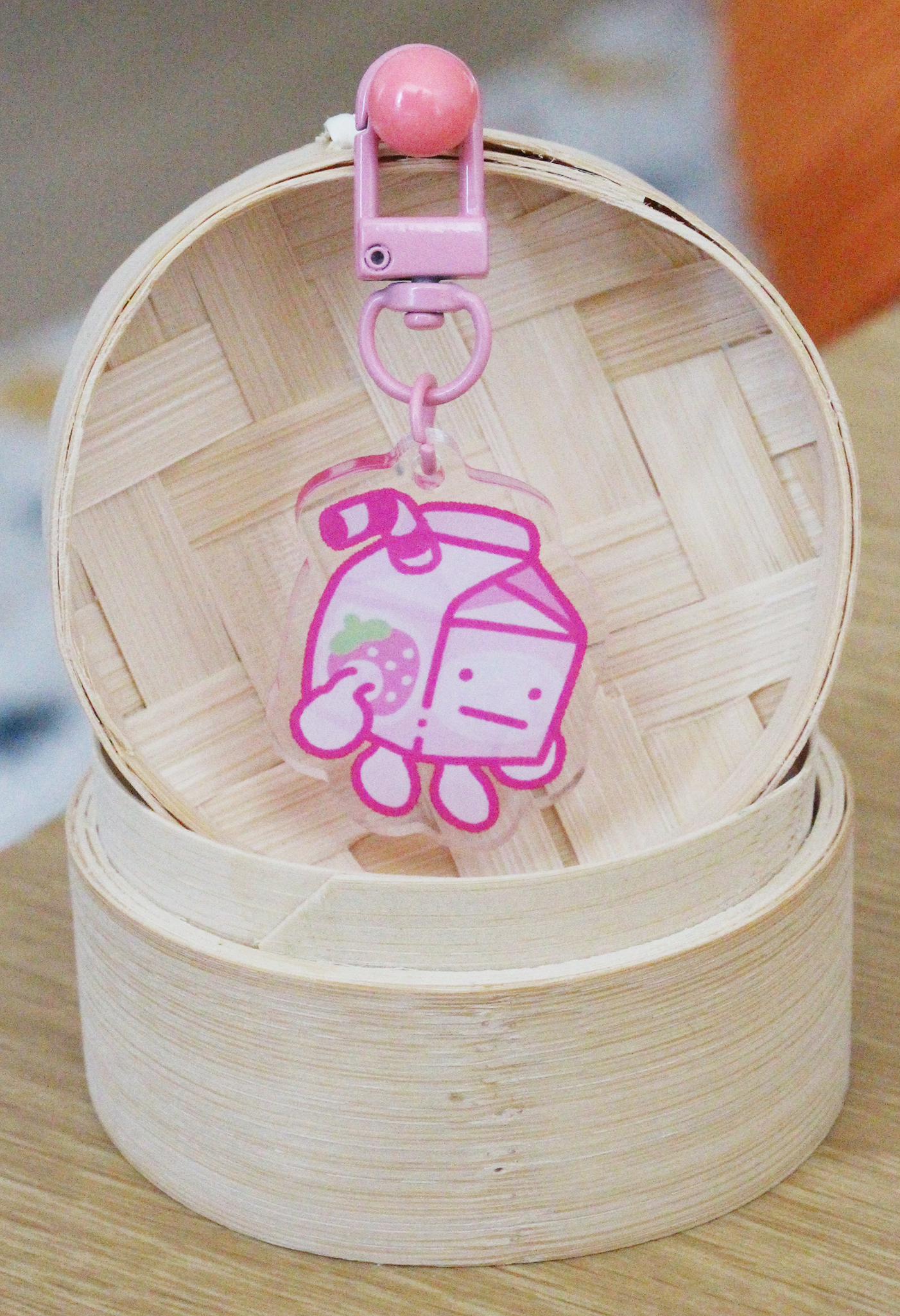 strawberry milk butt keychain