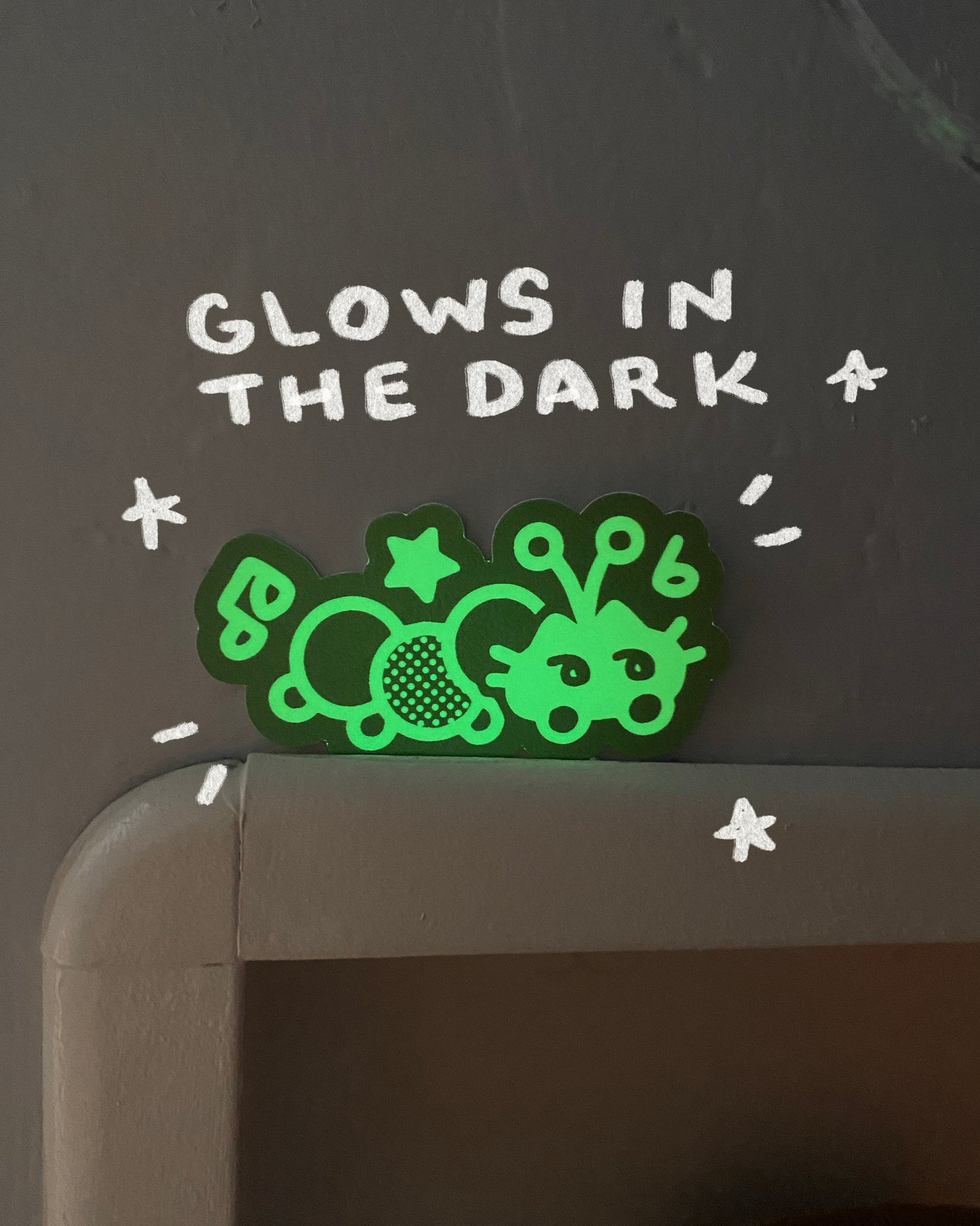 cat caterpillar glow-in-the-dark sticker