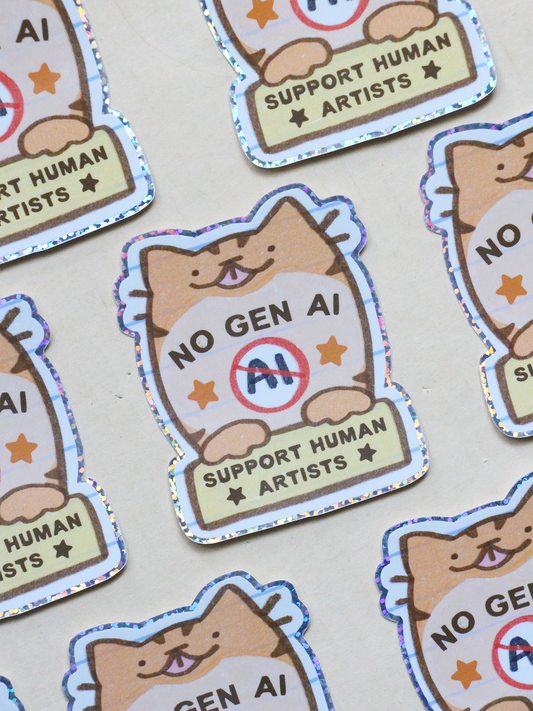 NO GEN AI glitter sticker