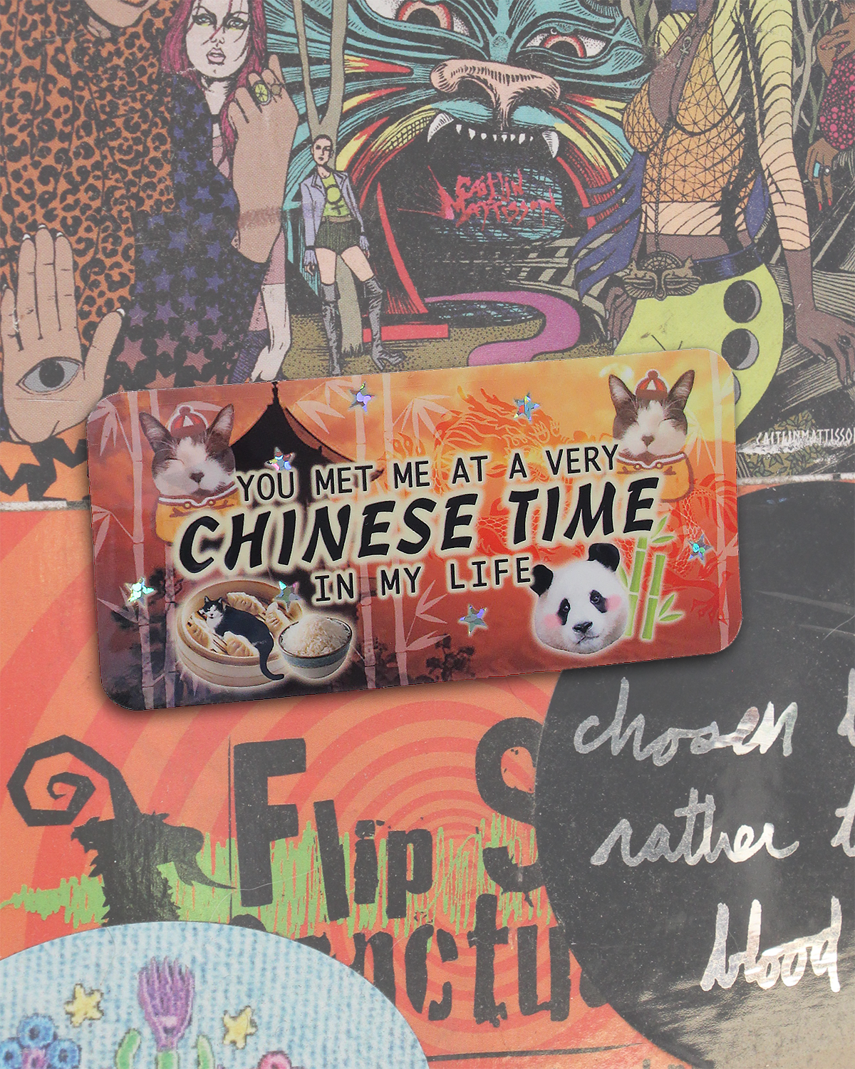 chinese time glitter sticker