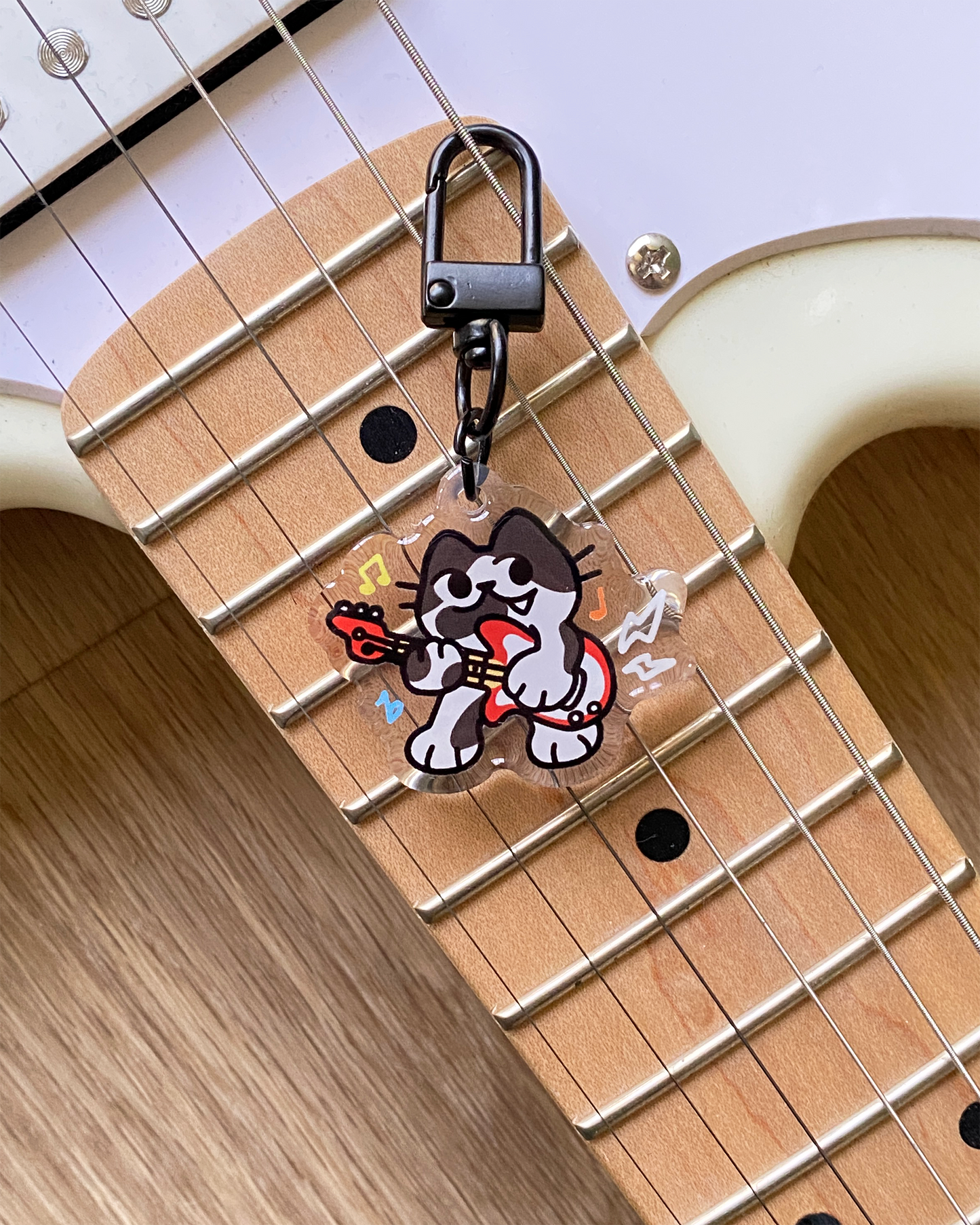 guitar cat keychain