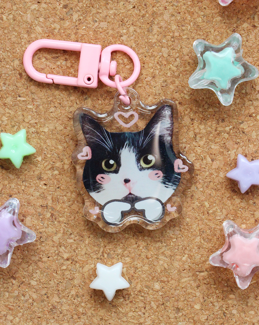 heart cat keychain
