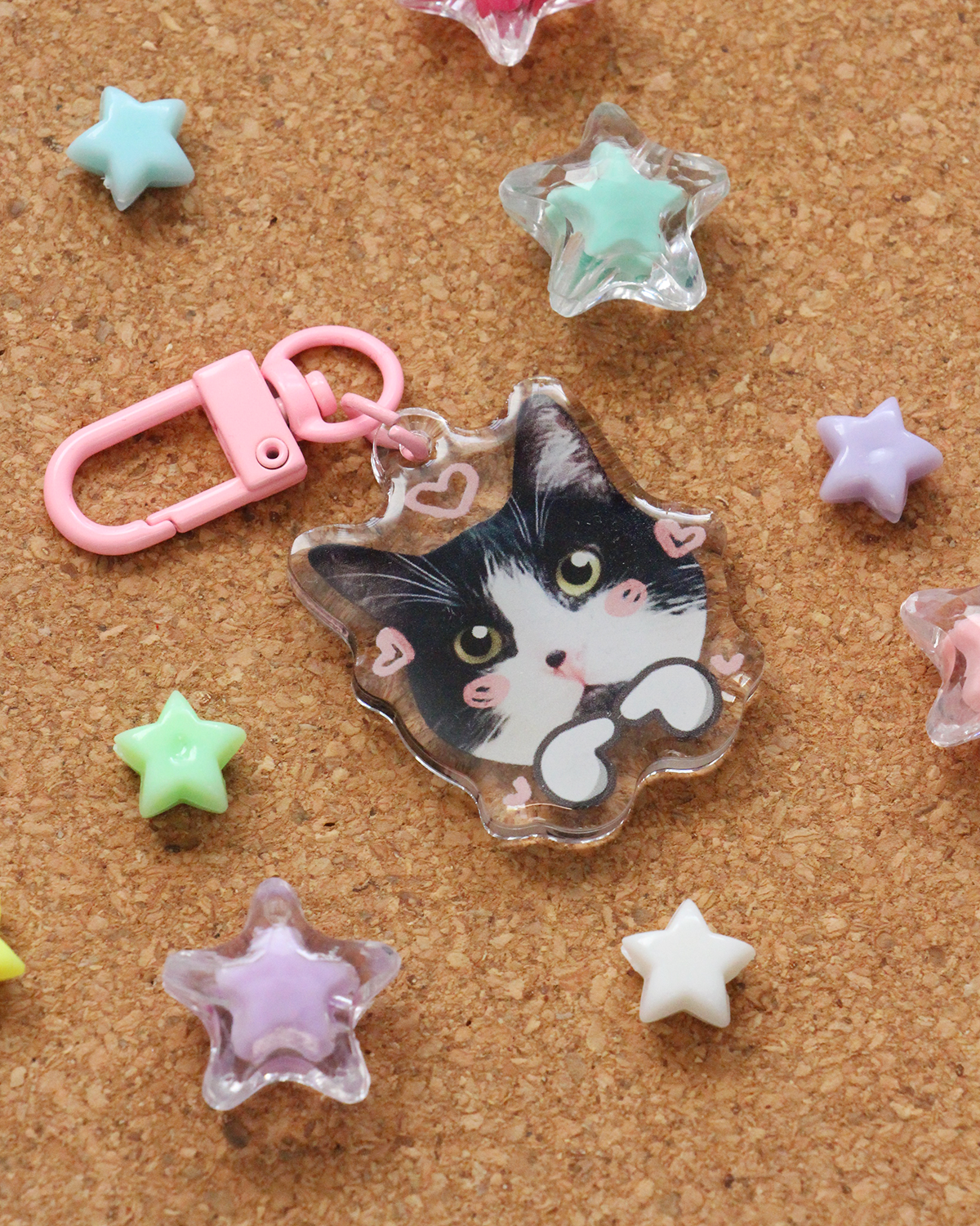 heart cat keychain