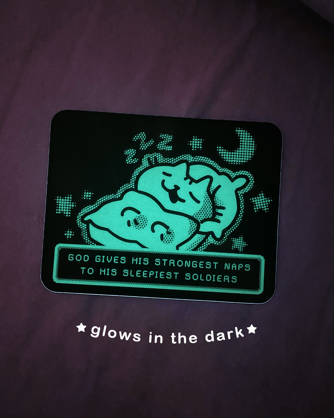 sleepy cat glow-in-the-dark sticker