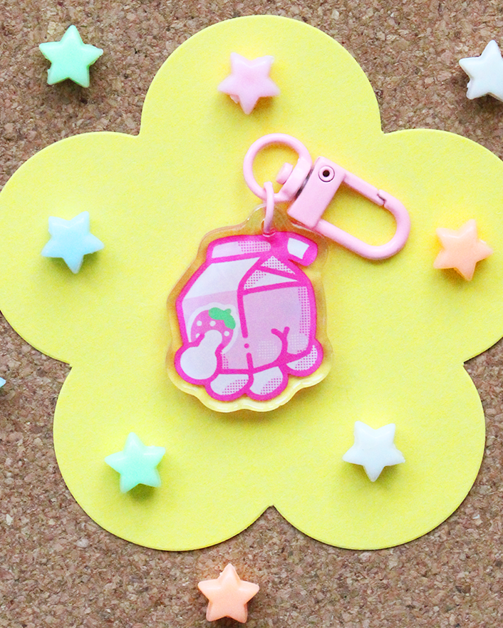 strawberry milk butt keychain