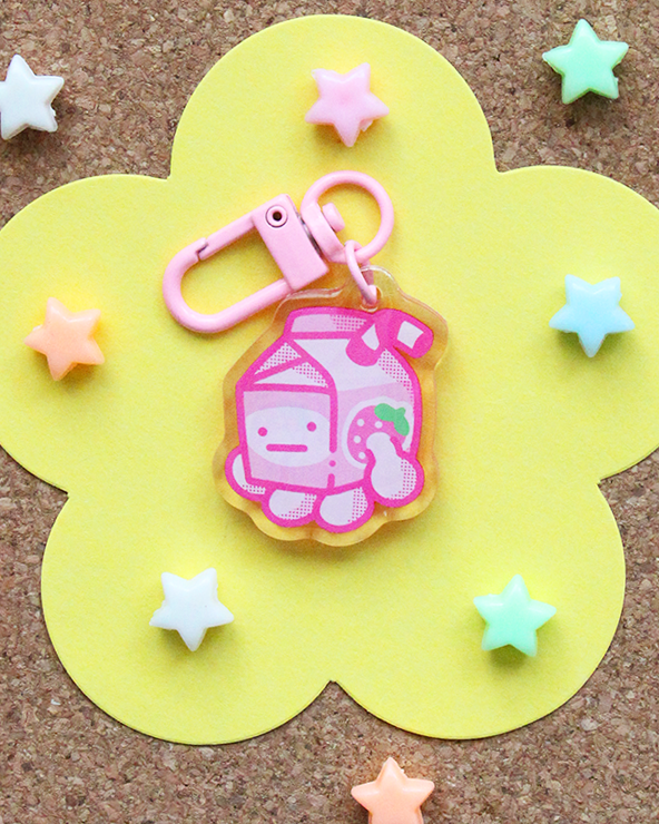 strawberry milk butt keychain