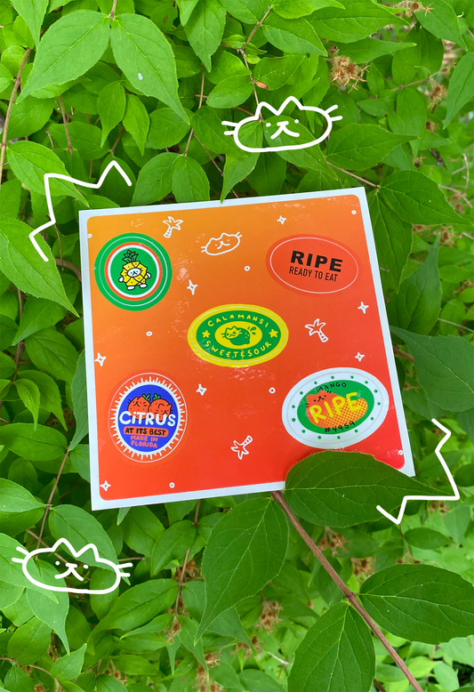 tropical fruit label stickers